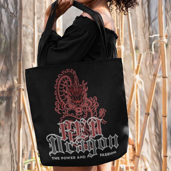 Red Dragon Tote Bag Whimsigoth Dragon Shoulder Bag Dragon Lover Gift Asian Dragon Dragon Bookbag Dragon Shopping Bag Etsy
