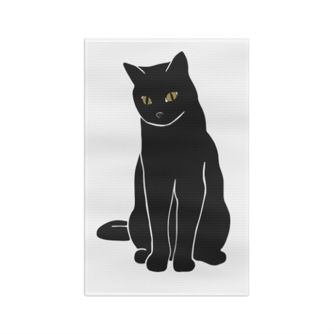 Black Cat Tea Towel Witch Familiar Kitchen Witch Wiccan Etsy