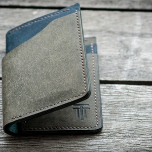 Handmade Leather Wallet, Minimalist Wallet, Vertical Bifold Wallet, Slim Wallet, Mens Wallet, Birthday Gift, Gift for Him, Wedding Gift image 2