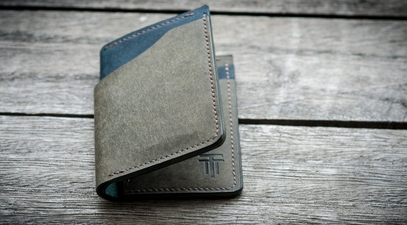 Handmade Leather Wallet, Minimalist Wallet, Vertical Bifold Wallet, Slim Wallet, Mens Wallet, Birthday Gift, Gift for Him, Wedding Gift image 2