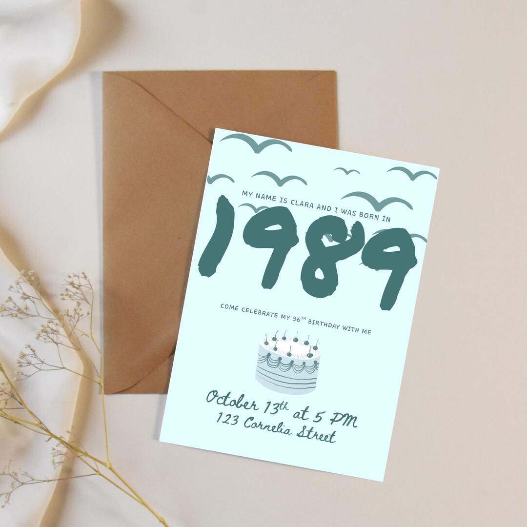 Born in “1989” Birthday Invitation | Editable in Canva - Etsy