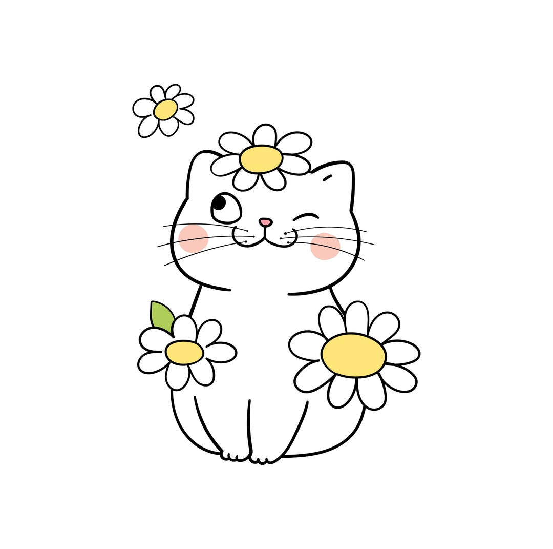 Cute Daisy Cat SVG Instant Download SVG Daisy Cat PNG Daisy Etsy