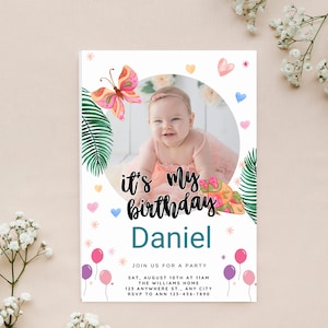 Convite de aniversário, convite de aniversário personalizado, convite de festa personalizado, cartão de aniversário exclusivo, design, aniversário de bebê, baby Deisng Mock Up