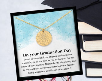 Regalo de graduación, mapa de estrellas de graduación personalizado, collar de mapa de estrellas personalizado, colgante de monedas, collar de oro/plata/oro rosa personalizado