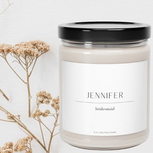 Personalisierte Brautjungfer Kerze, Brautjungfer Kerzen Custom, Brautparty Geschenke, Brautjungfer Vorschlag Kerze, Brautparty Geschenke, Sojawachs 9oz