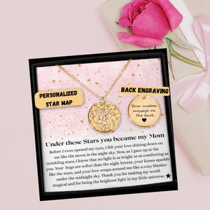 Personalized Star Map Necklace, Celestial Keepsake for First-Time Mom, Mother Day Gift,Message Card Jewelry, Message Card Jewelry