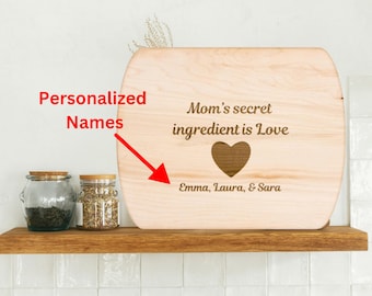Personalized Mother’s Day Gift, Engraved Kitchen Board, Custom Wooden Cutting Board, Maple or Walnut, Mother's Day, Birthday, Holiday