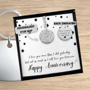 Regalo di anniversario per lui, portachiavi con mappa stellare, portachiavi personalizzato con mappa stellare, regali per il fidanzato, regali per il marito, regali personalizzati per lui