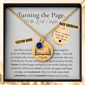 Collana personalizzata &quot;New Beginnings&quot;, collana personalizzata per donna, &quot;The Next Chapter&quot;, scatola regalo per gioielli da divorzio e rottura, collana con pietra portafortuna