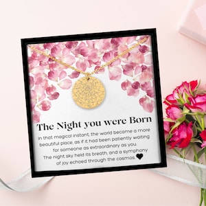 Collier carte des étoiles personnalisé, cadeaux pour femme, cadeaux pour fille, collier personnalisé or/argent/or rose, la nuit de votre naissance