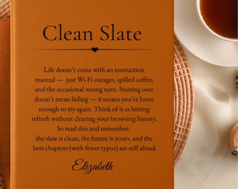 Diario personalizado "Clean Slate", regalo inspirador para nuevos comienzos, graduación, divorcio, cambio de carrera, nuevos comienzos, diario de cuero.