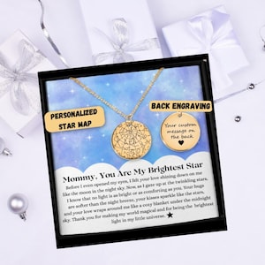 Personalized Star Map Necklace, Celestial Keepsake First-Time Mom, Mother Day  Gift, Gold/Silver/Rose Gold Necklace, Message Card Jewelry