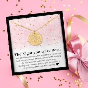 Collier carte des étoiles personnalisé, cadeaux pour femme, cadeaux pour fille, bijoux personnalisés pour carte message, la nuit de votre naissance