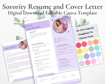 Editable Sorority Resume Template-Rush Resume-Canva Template-Greek-Recruitment Resume-Sorority Pack-College-Resume Template For-Alpha Zeta