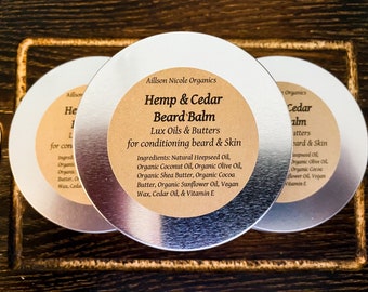 Hemp & Cedar Beard Balm, Organic Vegan Natural