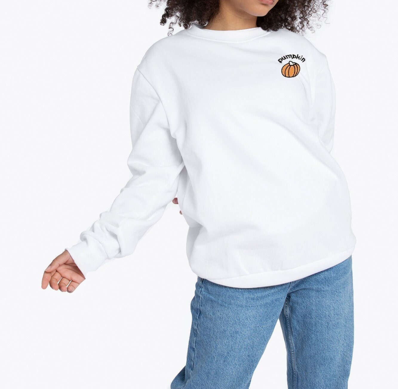 Discover Cute Preppy Sweatshirt | Spring Autumn O-neck Shirt | Pumpkin Embroidery | Men Women Velvet Outer | Thick Loose Tops | Gothic Sweatshirt |