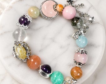 Unique Design Multiple Natural Crystal & Gemstone Bracelet