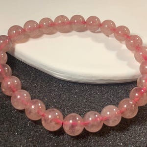 High Quality Strawberry Quartz Beaded Bracelet /Handmade Energy Healing Gift | Strawberry Quartz Bracelet / Gift Wrap