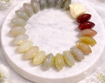 Natural Rainbow Agate Bracelet with Fox Charm