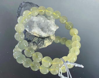 Rare Snow around 9mm Natural Libyan Desert Glass Meteorite Tektite Beaded Bracelet