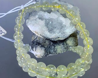 Rare Snow around 7.5mm Natural Libyan Desert Glass Meteorite Tektite Beaded Bracelet