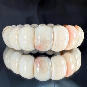 Silicified Coral Fossil Bracelet: Natural Agate Gemstone, Elastic Band