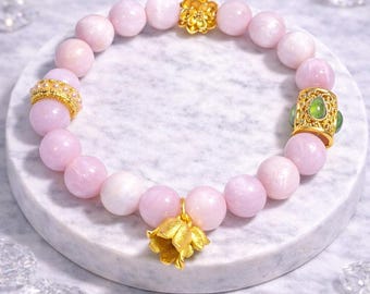 Natural Kunzite Bracelet, Crystal Queen Stretch Bracelet, Pink Purple Healing, Meditation Spiritual Gift
