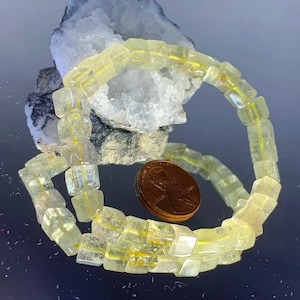 Rare Snow around 6.8mm Natural Libyan Desert Glass Meteorite Tektite Beaded Bracelet