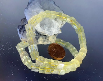 Rare Snow around 6.8mm Natural Libyan Desert Glass Meteorite Tektite Beaded Bracelet
