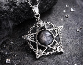 Natural Egyptian Hypersthene Snake Pendant Necklace: Mystical Forest Spirit Design | Silver-plated Copper