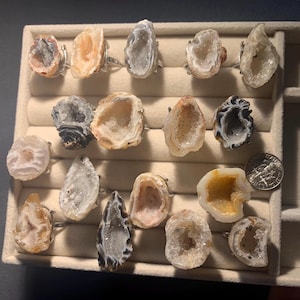 Adjustable Geode Druzy Ring: Raw Agate Crystal Statement Ring