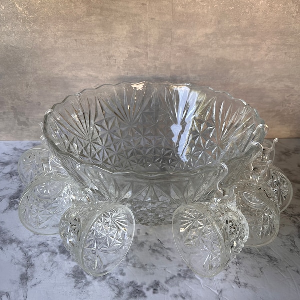 Punch Bowl Set Anchor Hocking Arlington Etsy