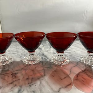Set of 4 Vintage Anchor Hocking Royal Ruby Red Boopie sherbet glasses