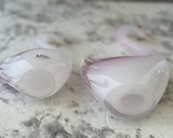 Pair of Multi Glass Swans - Pink and White, Made in Japan - Etsy