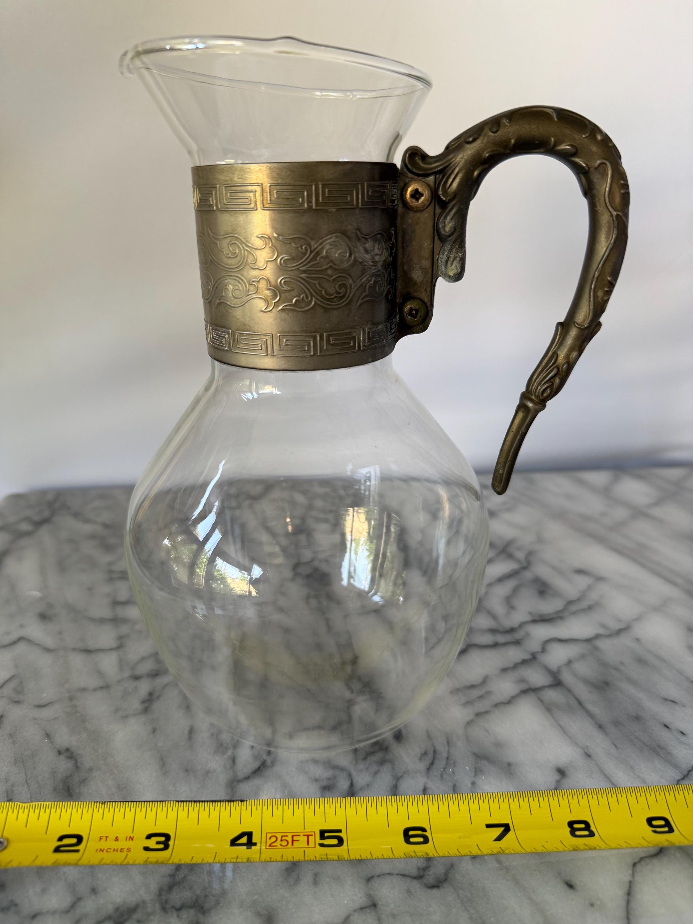 APS Old Fashion - Caraffa in vetro, diametro 12 cm, altezza 26 cm, vetro da 1,8 litri, in polipropilene, coperchio in silicone con filtro di raccolta
