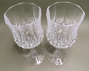 2 copas de vino CRISTAL D'ARQUES France Longchamp de cristal de plomo al 24%, 6,5", década de 1970