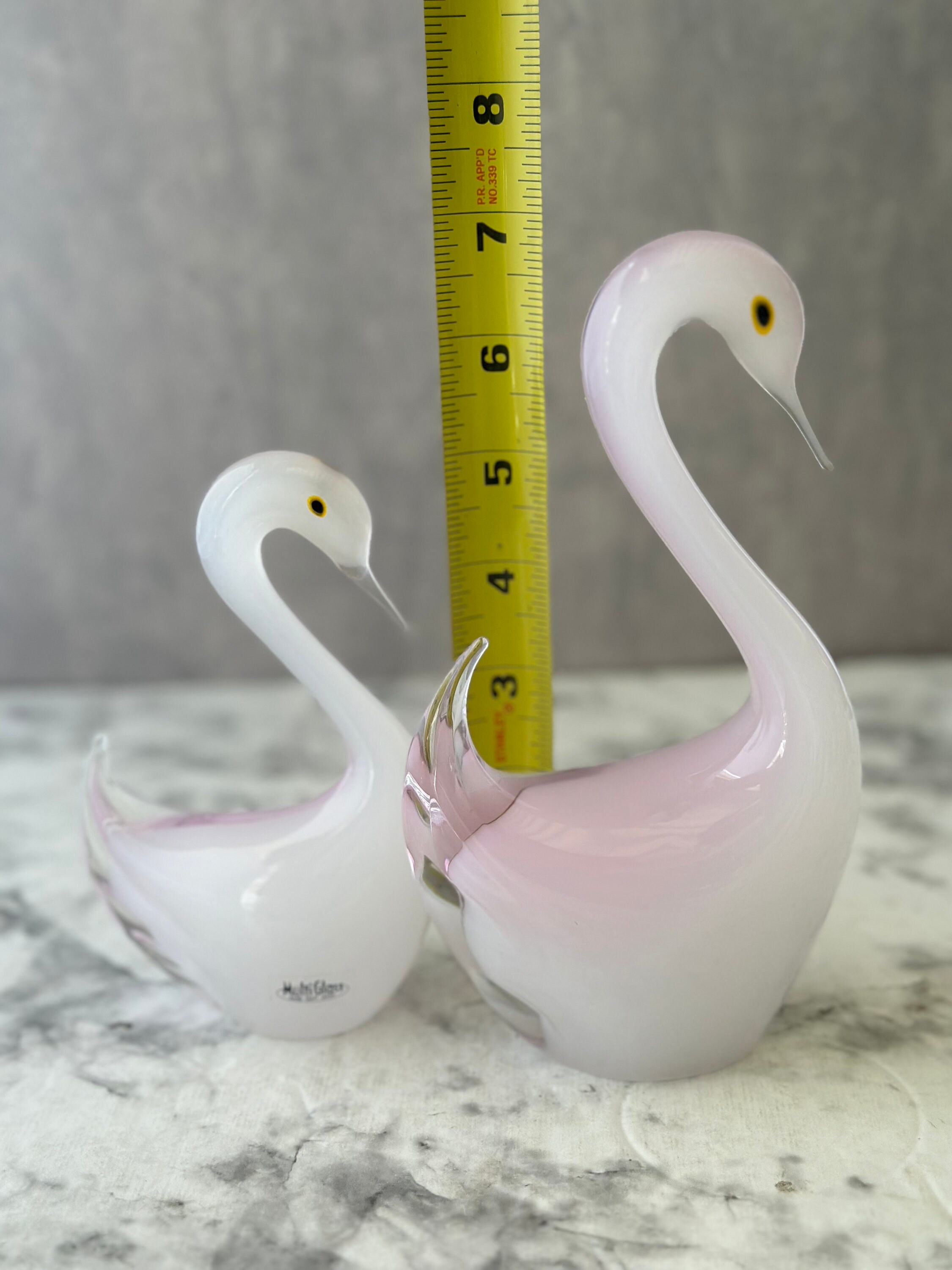 Pair of Multi Glass Swans - Pink and White, Made in Japan - Etsy