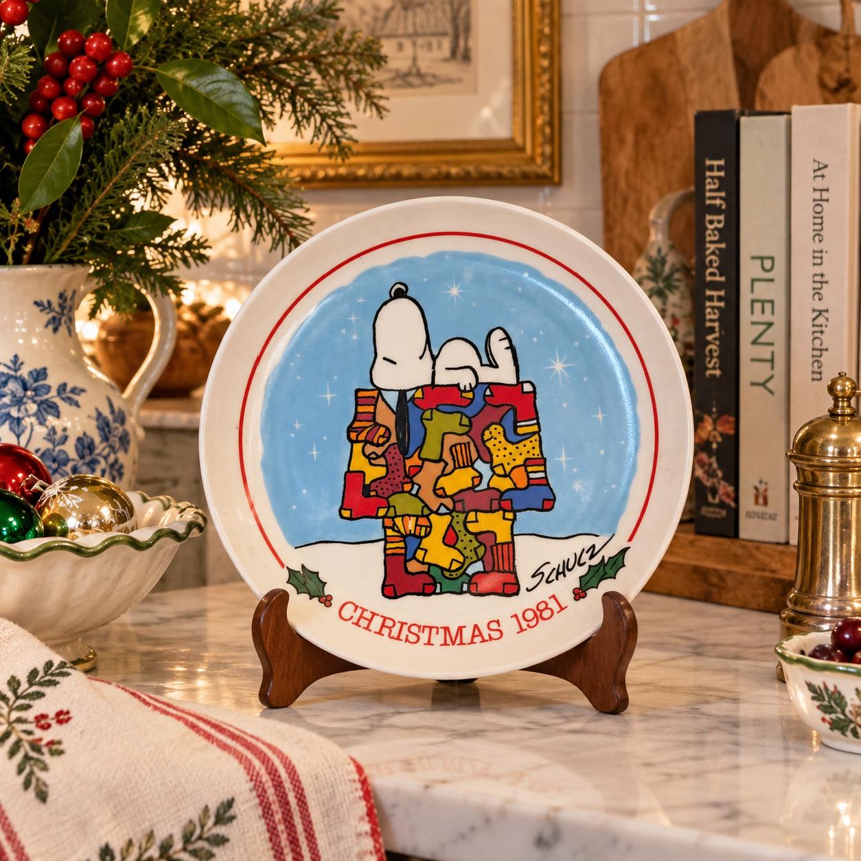 Vintage Christmas Plate Snoopy - Etsy