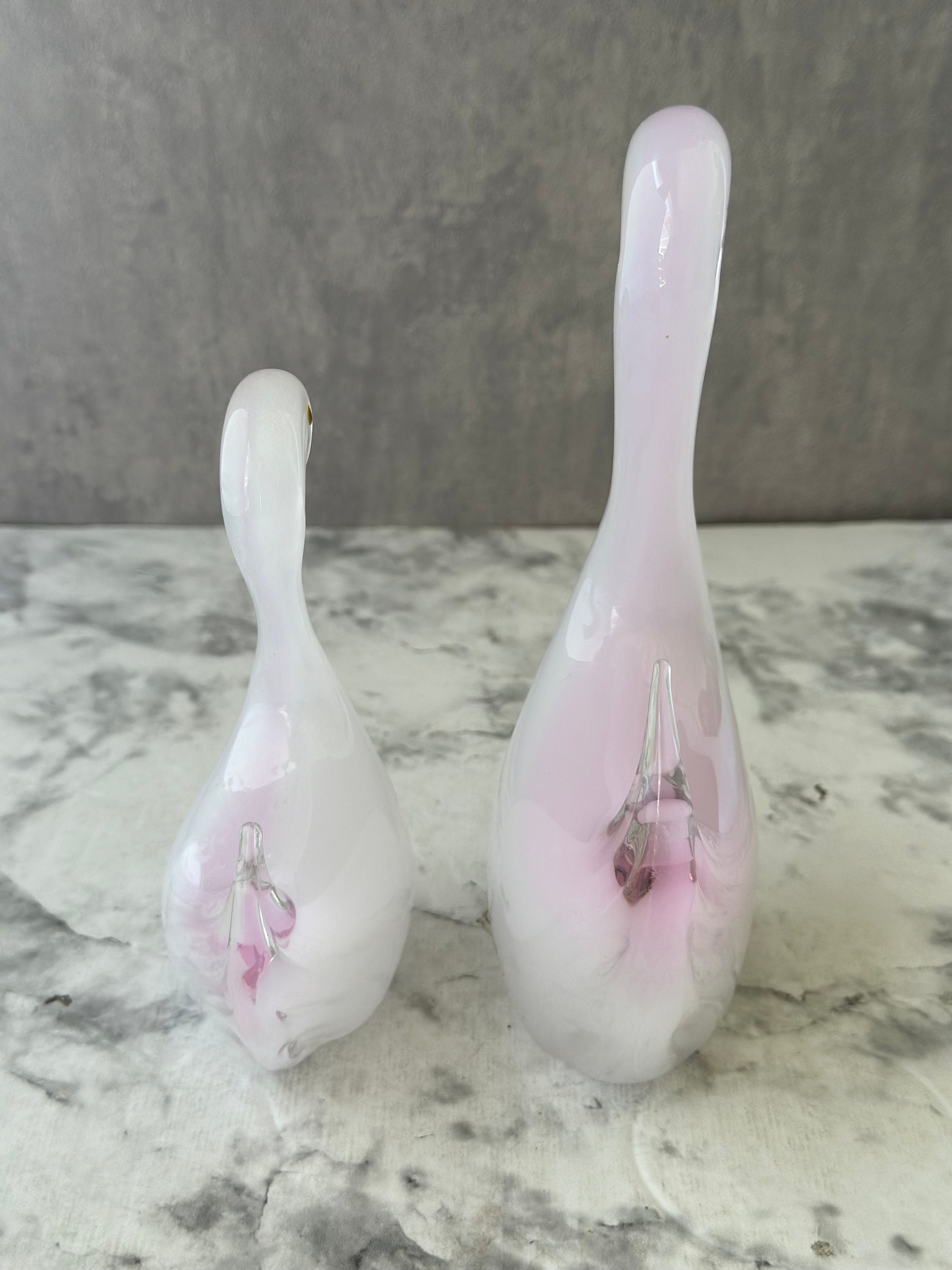 Pair of Multi Glass Swans - Pink and White, Made in Japan - Etsy