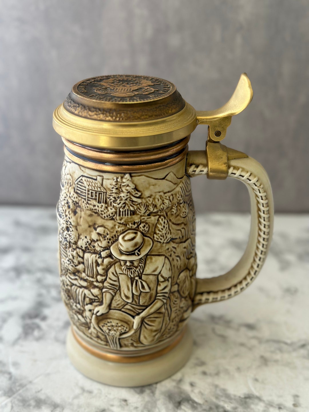 Avon the Gold Rush Stein Beer Vintage Gold Rush Brazil 1987 San ...