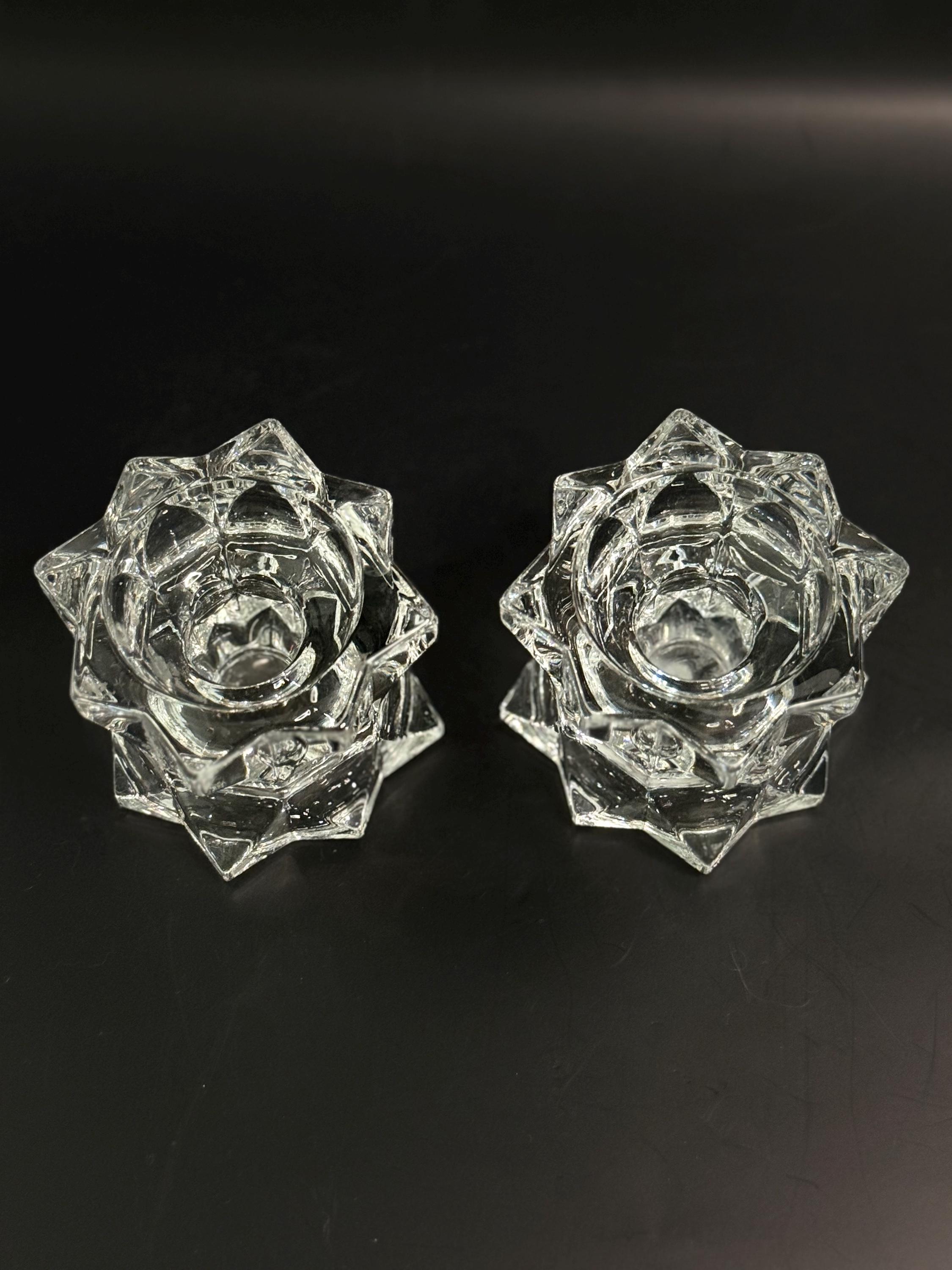 MIKASA “starburst” Lead Crystal Glass Votive/taper Candle Holders 