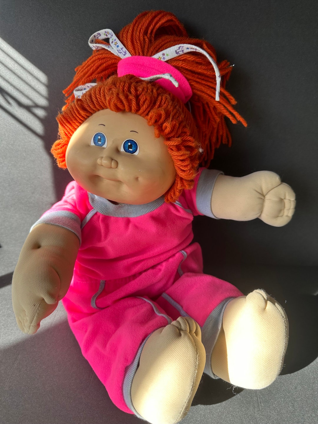1985 Cabbage Patch Doll Girl Red Hair Blue Eyes Pink Sweatsuit Etsy