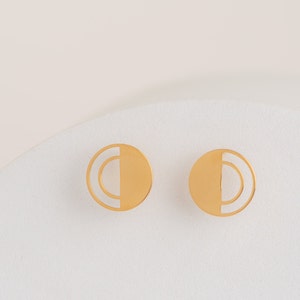 Circle Studs Earrings, Gold Stainless Steel Circle Earrings, Lightweight Simple Earrings, Delicate Everyday Earrings