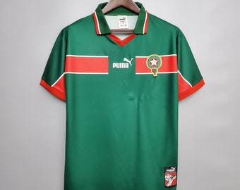 Maillot rétro de football Coupe du monde domicile 1998 MAROC - Maillot de l'équipe nationale du Maroc - Tenue de football Maroc - Hauts Royale Maroccaine De Football