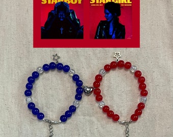 Stargirl / Starboy Matching Bracelets | Lana del Rey The Weeknd | Magnetic Heart | Couple Bracelets | Cute Signature Handmade