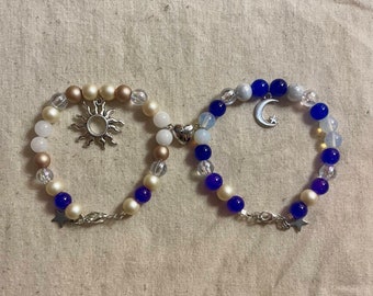 Sun and Moon Matching Bracelets | Magnetic Heart | Couple Bracelets | Cute Signature Handmade | Friendship Bracelets | Astrology