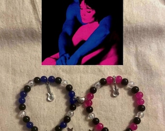 TV Girl Inspired Matching Bracelets | Blue Pink |Magnetic Heart | Couple Bracelet | Cute Signature Handmade | Friendship Bracelet