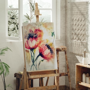 Watercolor painting poppy flower fine art art print botany watercolor art