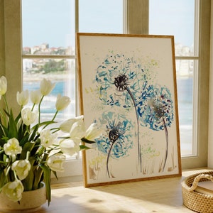 Aquarel foto paardebloem fine art print plantkunde aquarel kunst bloem foto