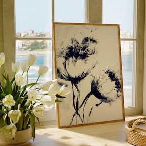 Watercolor painting poppy flower fine art print botany watercolor flower painting floral wall decoration